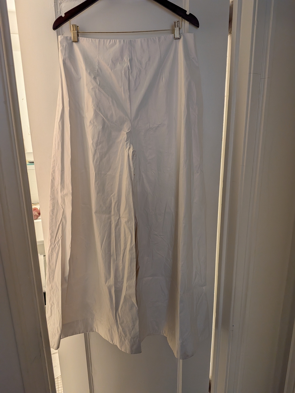 Women's Wide-Leg White Glossy Palazzo Pants